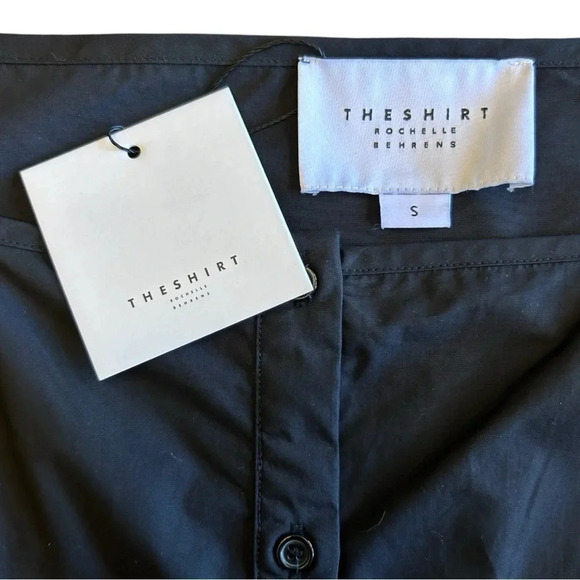 The Shirt Rochelle Behrens Balloon Sleeve Button Tunic Black Mini Dress Size S - Picture 4 of 6